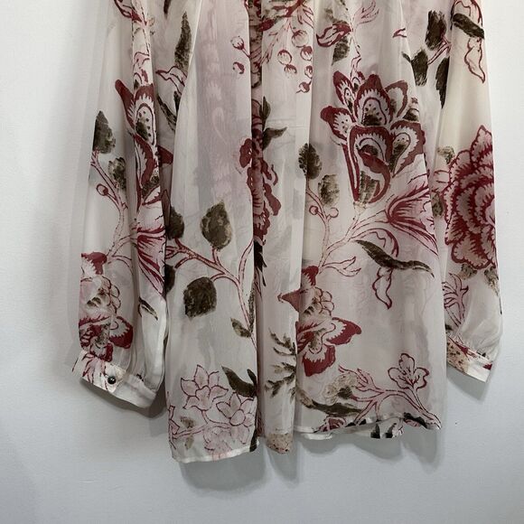 Lucky Brand Top 1X Plus Floral Sheer Boho Cottage Blouse Tiered Front V Neck NEW - Picture 9 of 11